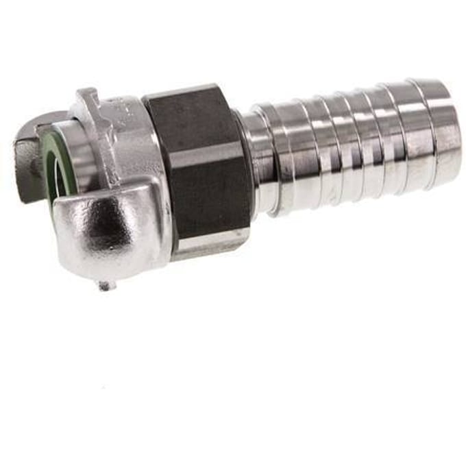 RVS DN 18 DIN 3238 Compressor Klauwkoppeling met 25 mm Slangpilaar