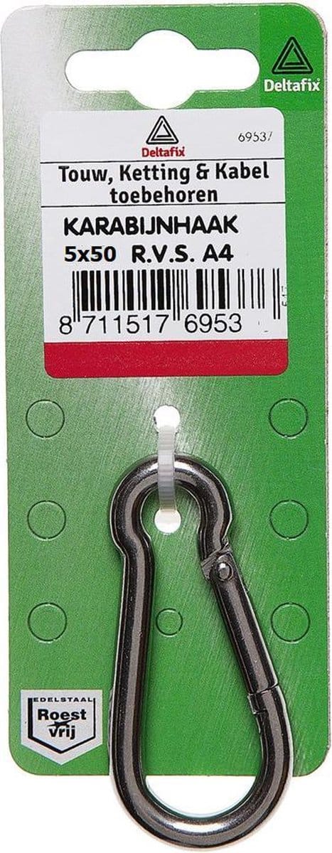 Karabijnhaak 5x50mm RVS - Deltafix