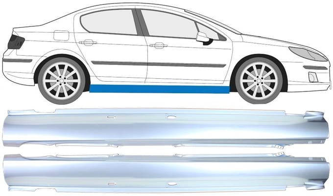 Volledige dorpel voor Peugeot 407 2004-2011 / Links + Rechts / Set