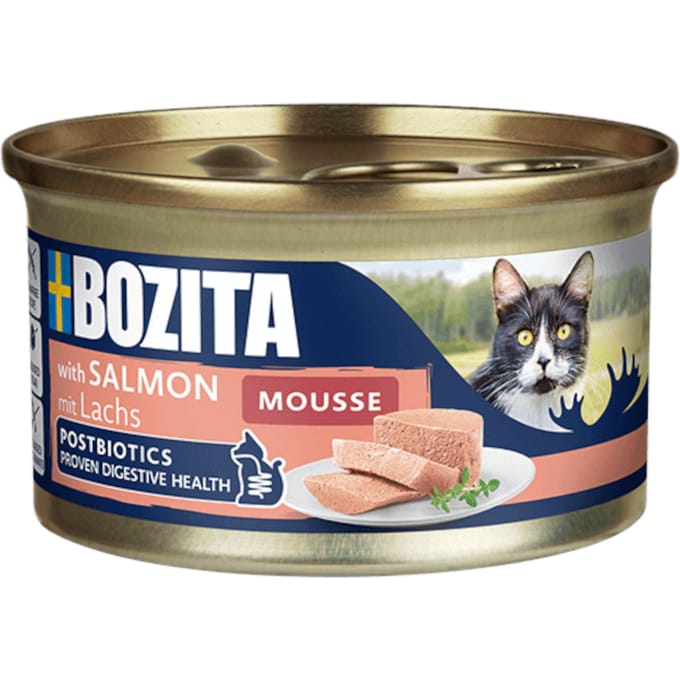 12x85g Bozita Mousse Postbiotics Zalm Kattenvoer nat