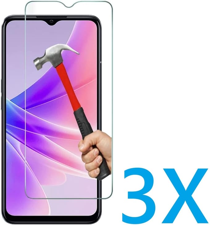 Glasplaatje Geschikt voor: Oppo A77 5G & Oppo A57 / A57s 5G - 3x Screenprotector - screen protector - glas - bescherm - beschermglas