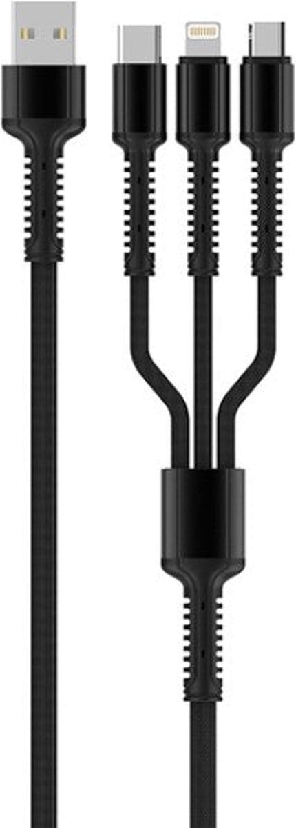 USB kabel Oplaadkabel - 3 in 1 - Snellader - Apple Lightning / USB-C / Micro USB kabel - Oplader Snoer