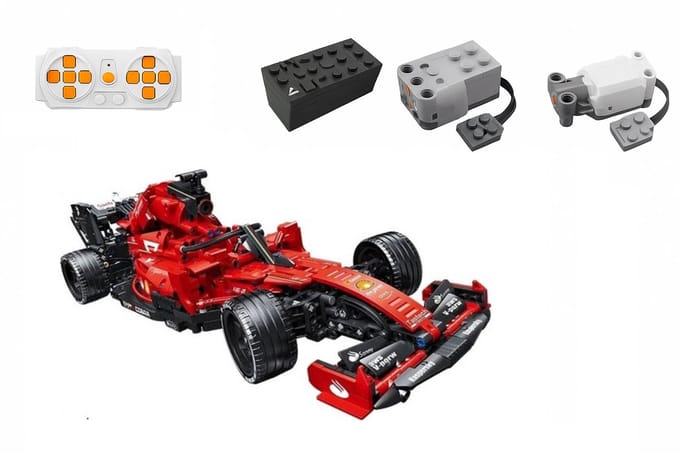 DrPhone Concept Power X2 - 1:12 Racewagen - 1392 stuks - High-Tech Bouwstenen Kit + Motor + Controller – Bestuurbaar RC - Rood