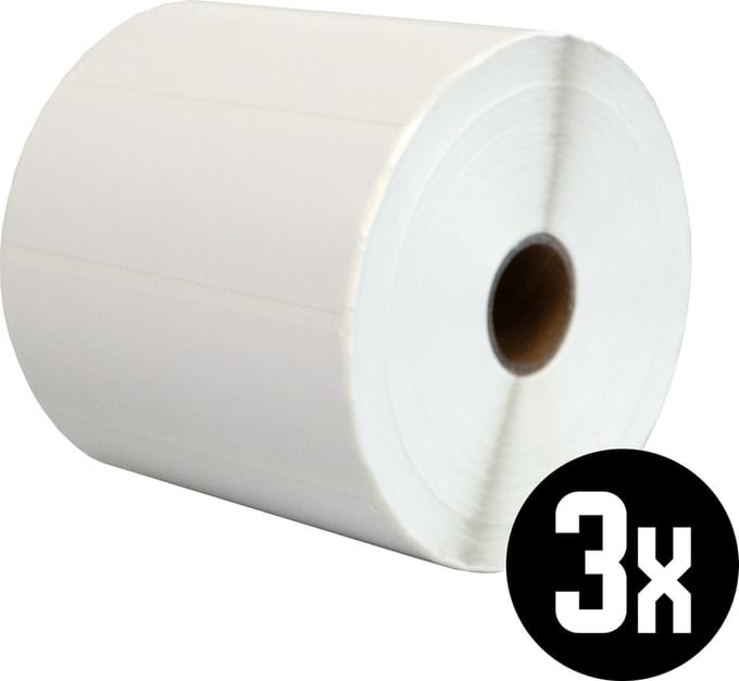 DULA Compatible Zebra Labels 100x35mm - 2000 etiketten per rol - kern 25mm - Wit - Permanent - 3 rol