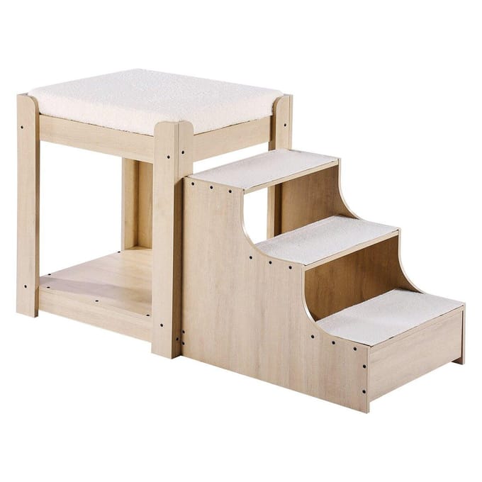 Lit superposé pour animaux de compagnie avec escalier Perchoir pour chien/chat avec fenêtre pour chevet Utilisation intérieure