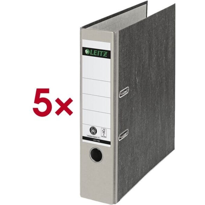 Leitz 180° Ordner Klassiek Gewolkt A4 - Rugbreedte van 80mm - 100% Gerecycled Karton - Grijs