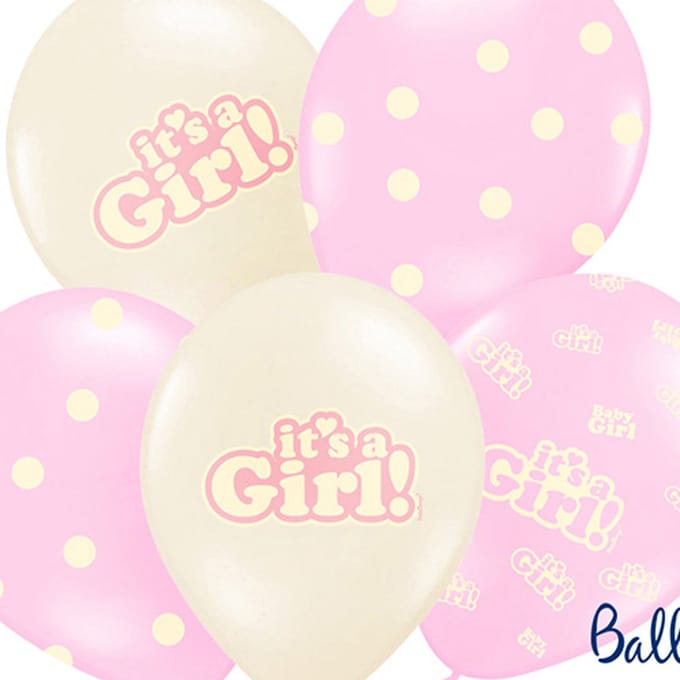 Partydeco - Ballonnen It's a Girl Pastel Mix (6 stuks)