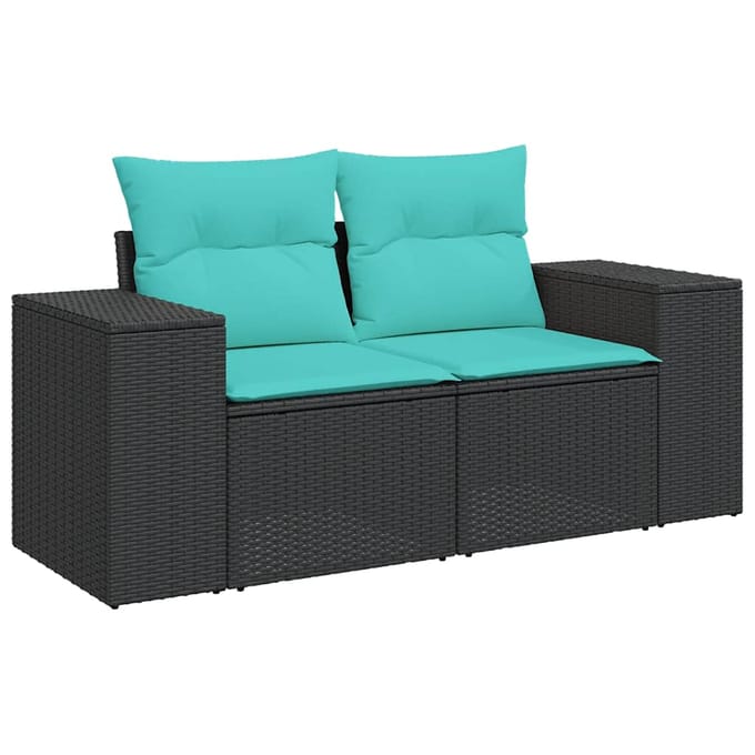 vidaXL - 4-delige - tuinbankset - met - kussens, - zwart - polyrotan