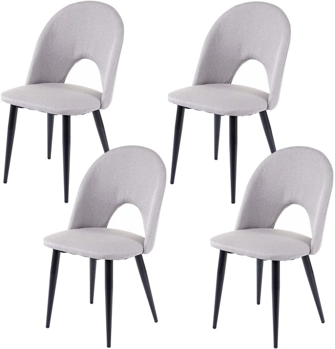 Set van 4 eetkamerstoelen MCW-D73, keukenstoel, stof/textiel ~ grijs