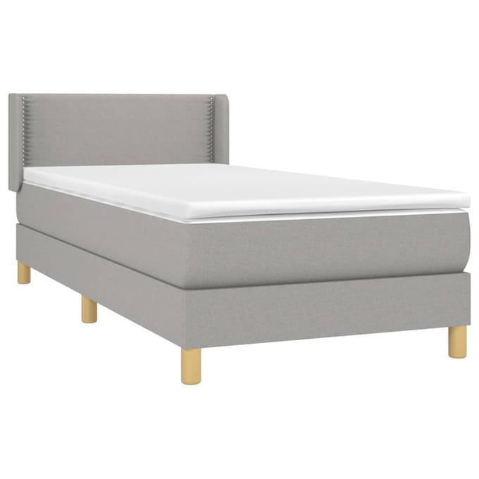 vidaXL - Boxspring - met - matras - stof - lichtgrijs - 90x200 - cm