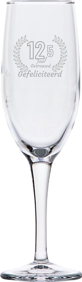 Gegraveerde Champagneglas 16,5cl Gefeliciteerd 12,5 jaar getrouwd