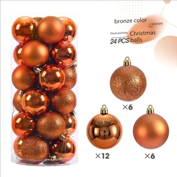 Nivard Kerstballen - Kerstversiering - Plastic - Kerstballenset - Brons - 24 stuks