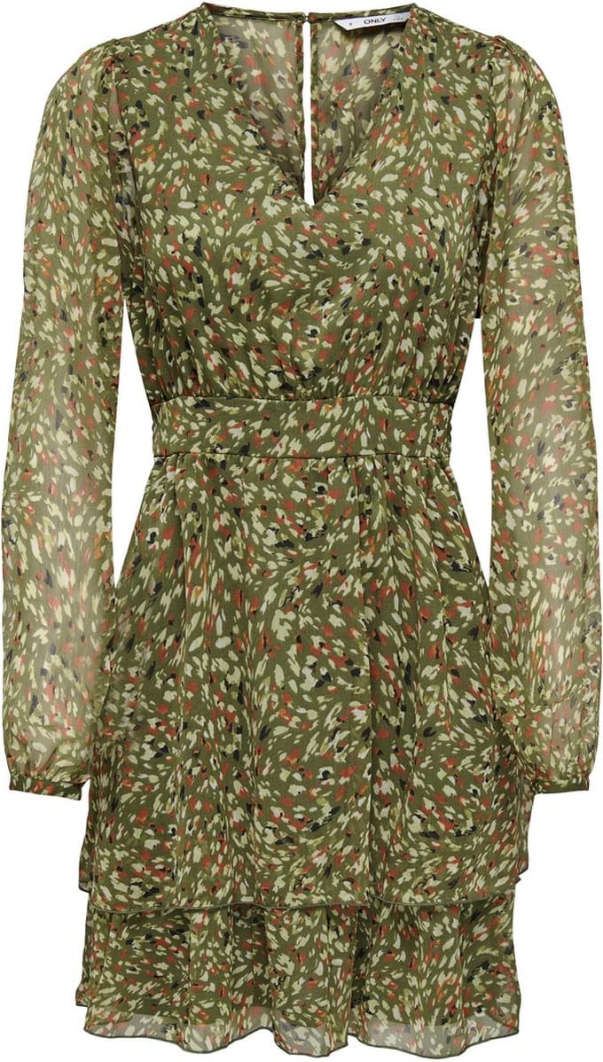 ONLY - ONLADELE LIFE L/S V-NECK DRESS PTM - Dames - Mini jurken