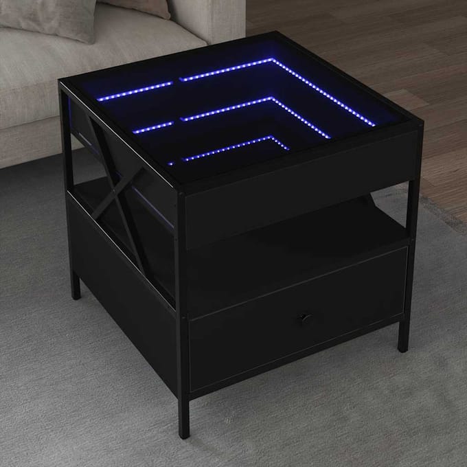 vidaXL - Salontafel - met - Infinity - LED - 50x50x51 - cm - zwart