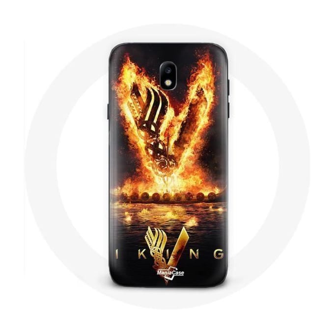 Coque - Vikings - Samsung Galaxy S5 - Logo V - Épée de Feu - Noir noir