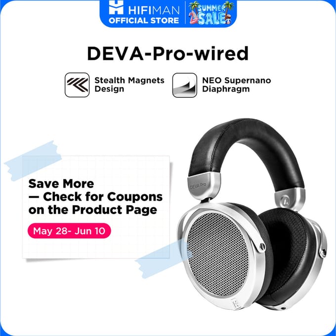 HIFIMAN Deva-Pro over-ear open-back planaire magnetische hoofdtelefoon met stealth-magneten-bekabelde versie