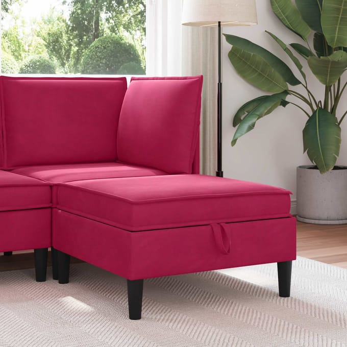 vidaXL - Sofa - Kruk - met - Opbergruimte - Wijnrood - Fluweel