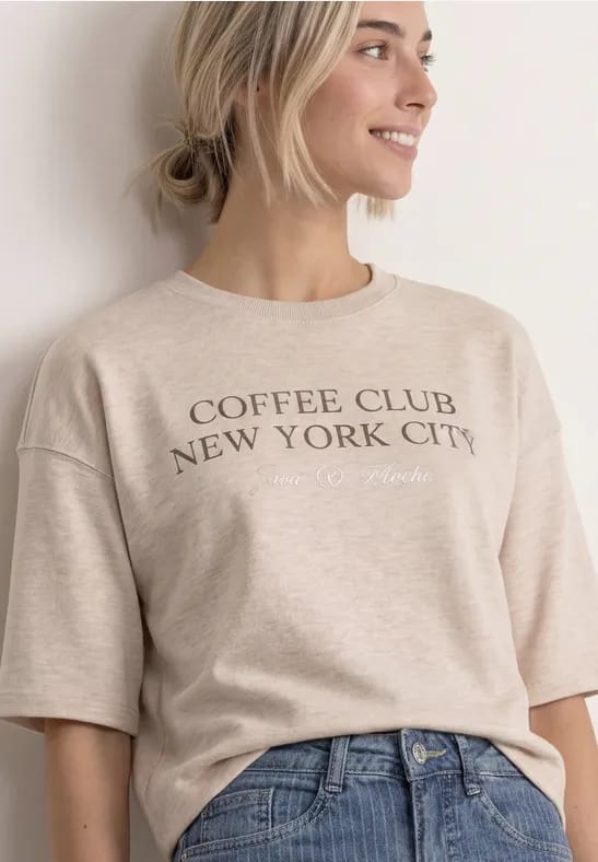 Sweatshirt met korte mouwen en tekst