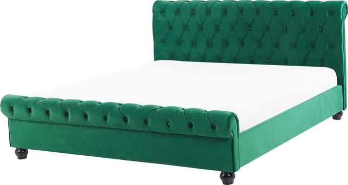 AVALLON - Tweepersoonsbed - Smaragdgroen - 160 x 200 cm - Fluweel