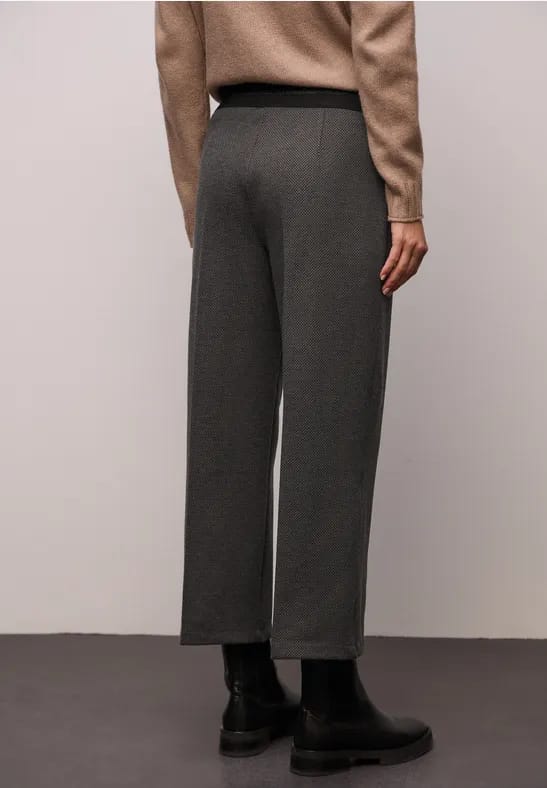 7/8 Broek met wijde pijpen in visgraatmotief