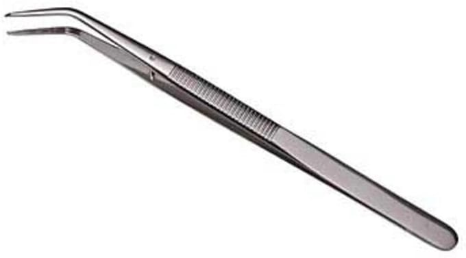 Precisie Pincet met Geleidestift, Gebogen Punt, 155 mm - Vernikkeld
