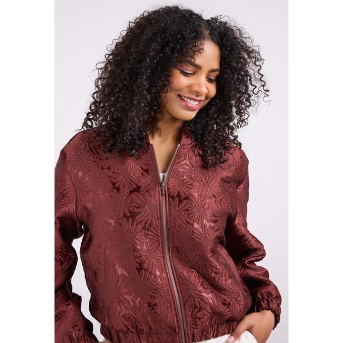 DIDI Dames Jacquard bomber Lora Brown Flower jacquard maat 36