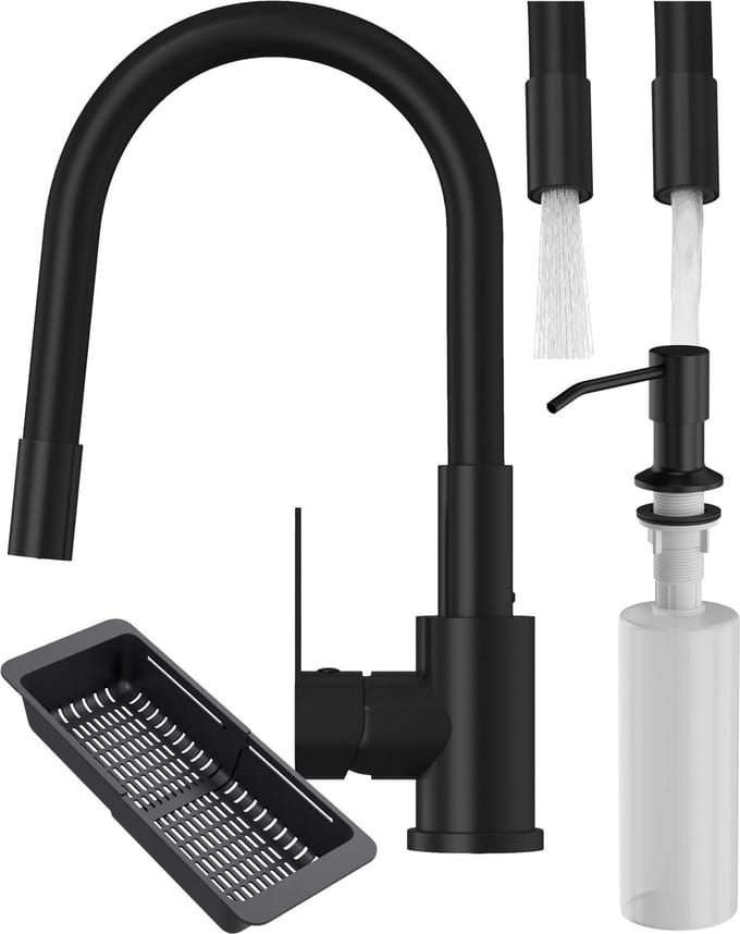 Keukenmengkraan en Zeepdispenser Granitan Grado Plus