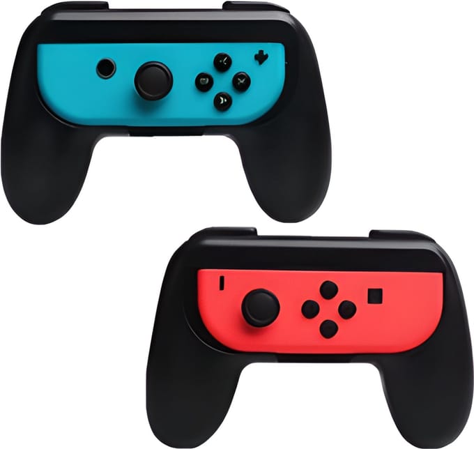 Heuts Goods - Joy Con Controller Grip geschikt voor Nintendo Switch - Joy Con Controller Grip - Nintendo Switch accessoire geschikt voor Nintendo Switch - Set van 2 - Zwart/Zwart