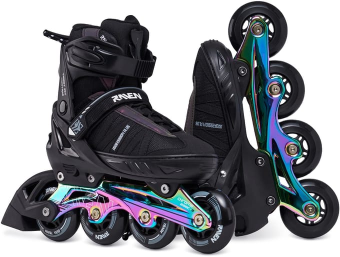 RAVEN Profession PLUS Verstelbare Skeelers 35-39 Zwart/Neo Chrome Speed Lacing