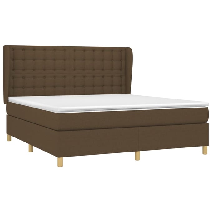 vidaXL - Boxspring - met - matras - stof - donkerbruin - 180x200 - cm