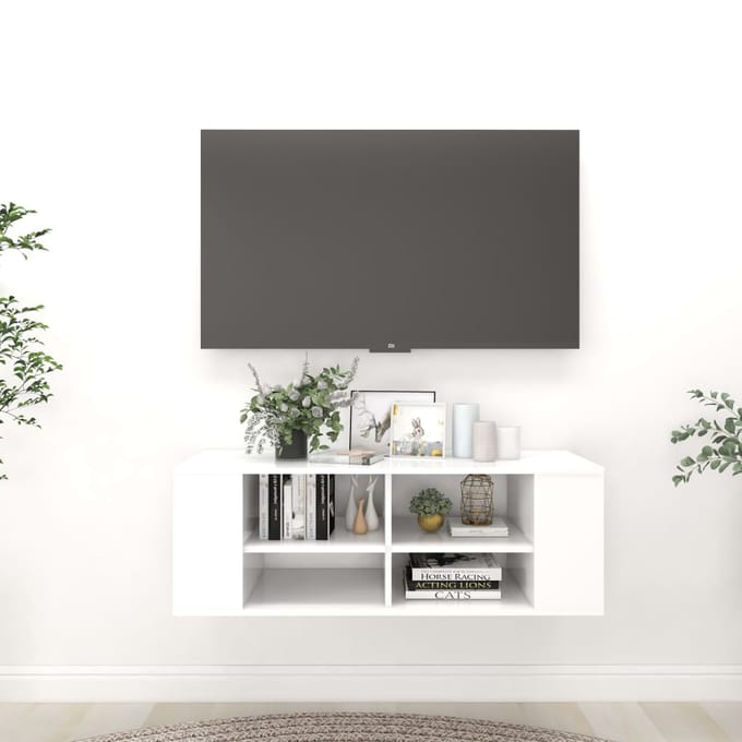 vidaXL - Tv-wandmeubel - 102x35x35 - cm - bewerkt - hout - wit