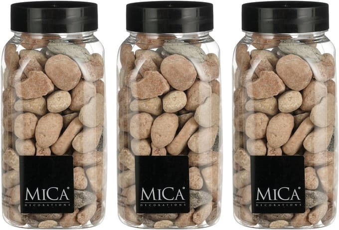 Mica Decorations decoratie stenen - 3x - groot - 650ml - roestbruin mix - hobby steentjes - sier stenen