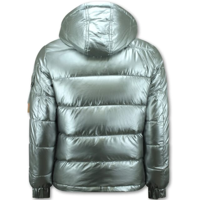 Zilveren Puffer Jackets Heren met Capuchon
