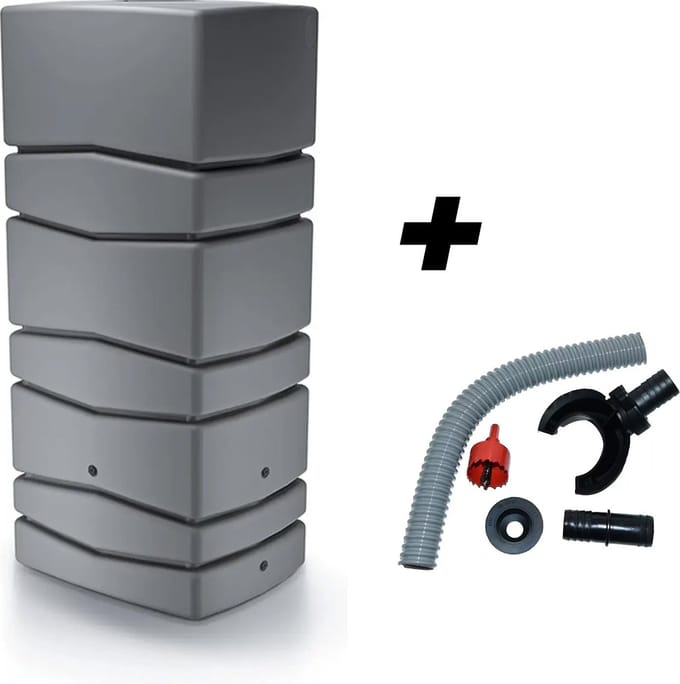 Aqua tower regenton 650l antraciet met complete aansluitset