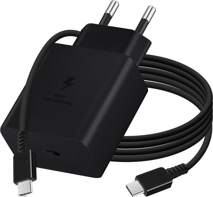 Oplader set geschikt voor Samsung Galaxy S - 25W - USB C Snellader + 2 meter kabel - Zwart