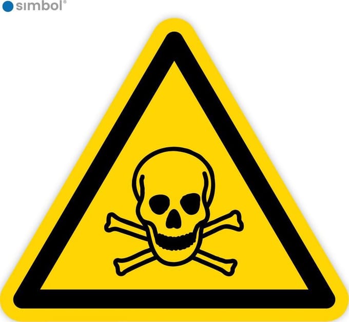 Simbol - Stickers Giftige Stoffen - Doodshoofd (W016) - Duurzame Kwaliteit - Formaat ▲ 5 x 5 x 5 cm.