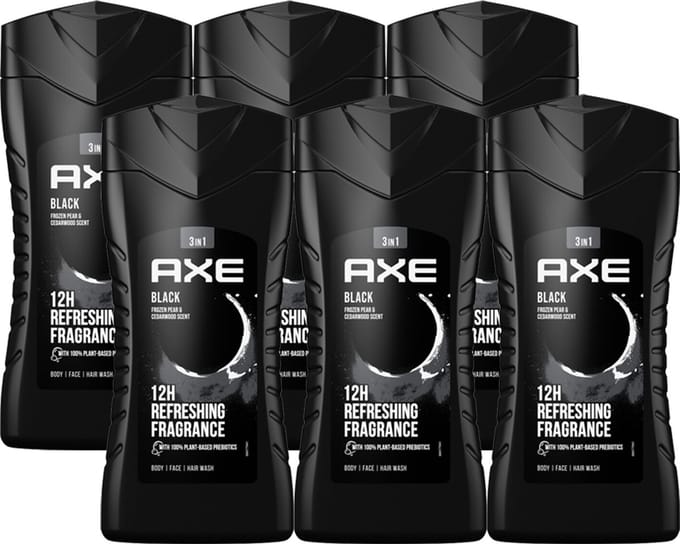 Axe Black For Men - 6 x 250  ml - Douchegel - Voordeelverpakking