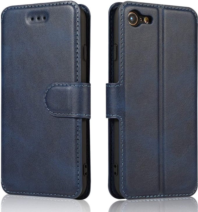 Geschikt voor Apple iPhone 7 - 8 Bookcase | Donkerblauw | Pasjeshouder Hoesje | Portemonnee