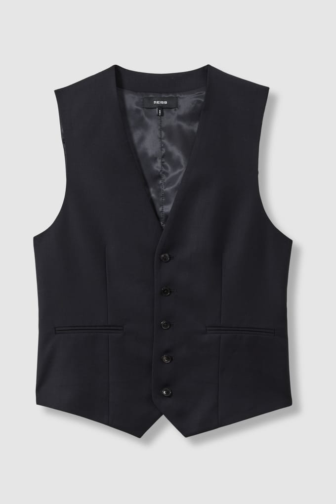 Reiss Plain Weave Waistcoat Navy Größe: 36 | Bundfaltenhosen Outlet | Herren | Blau