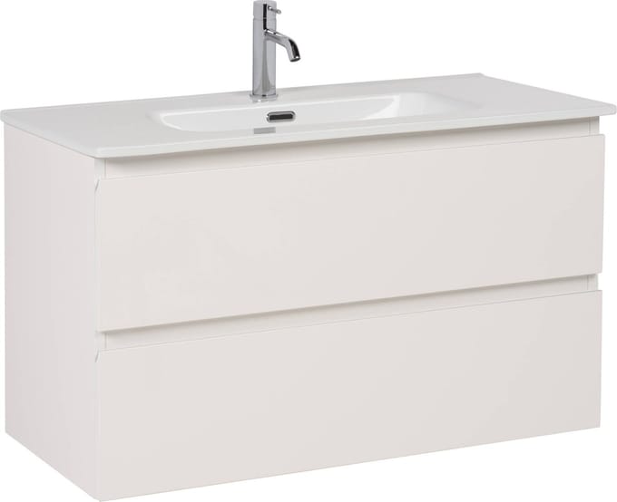 Saqu Arvid badmeubel incl. keramische wastafel 90x47x57cm glans wit