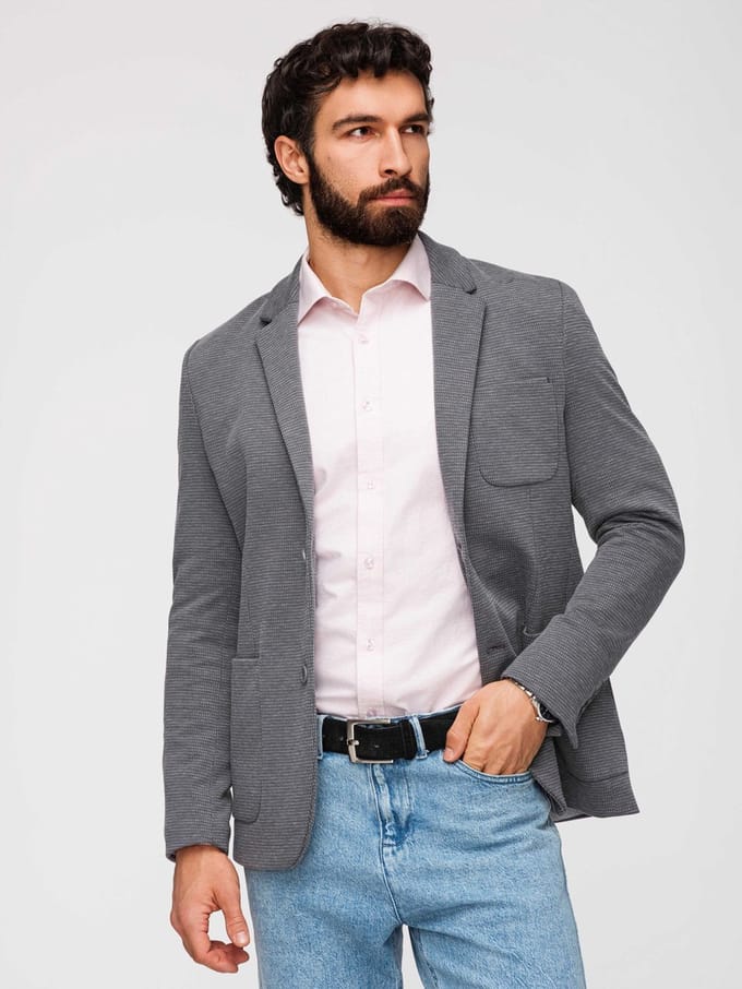 OMBRE Blazer - Slim Fit - Lange Mouw - Knopen Grafiet M