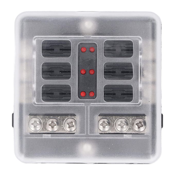 6-weg Zekeringkast Rode LED Indicator Waterdichte Afdekking Maximum DC32V Zekeringhouder voor Auto Boot Vrachtwagen gray
