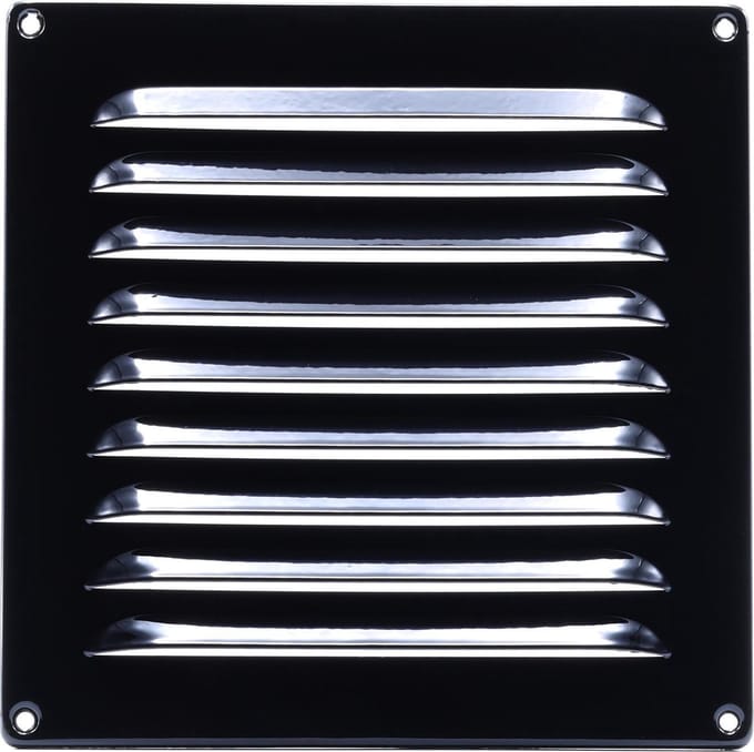 VoorVentilatie aluminium schoepenrooster - 200 x 200 mm - zwart