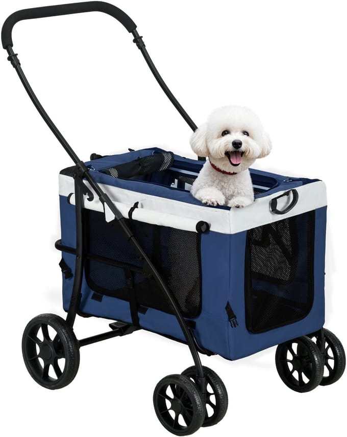 PawHut hondenbuggy - inklapbaar - verstelbare schouderriemen - blauw