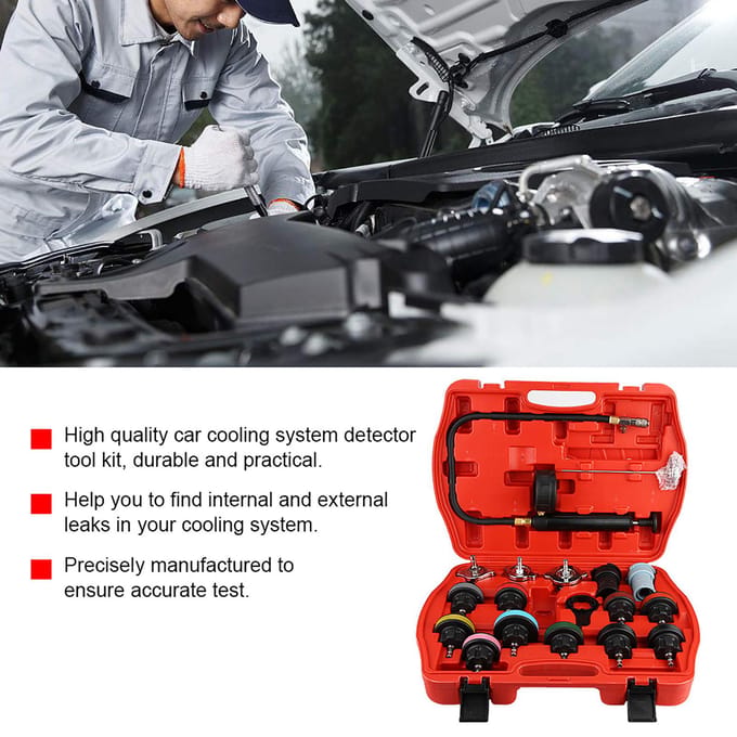 18 stuks Universele Auto Radiator Lek Tester Koelsysteem Detector Gereedschapskit black