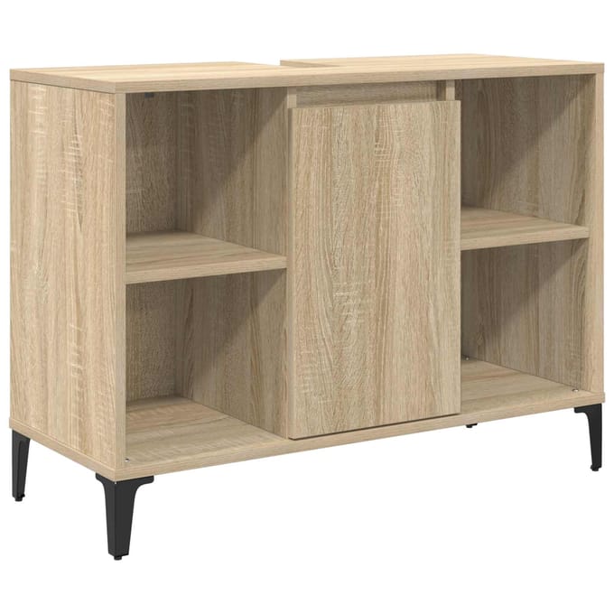 vidaXL - Wastafelkast - met - plank - met - opslag - Sonoma - Eik - 80 - x - 33 - x - 60 - cm
