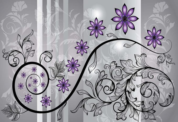 Fotobehang Flowers Floral Pattern | XL - 208cm x 146cm | 130g/m2 Vlies