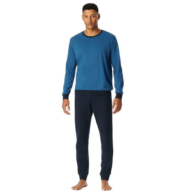 Uncover by Schiesser Lange pyjama manchetten - Heren Pyjamaset - blauw