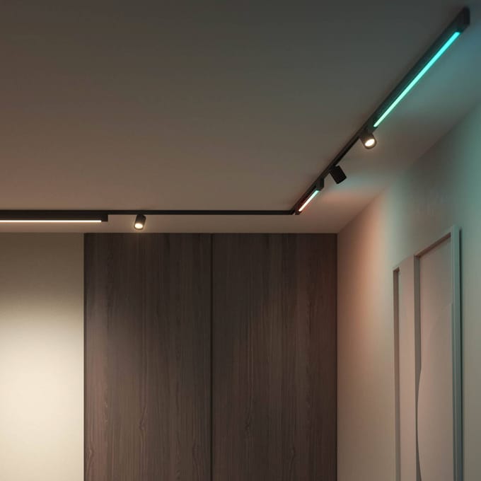 Philips Hue Perifo railverlichting muur - 2-spots - 1 gradient light tube - zwart - basisset