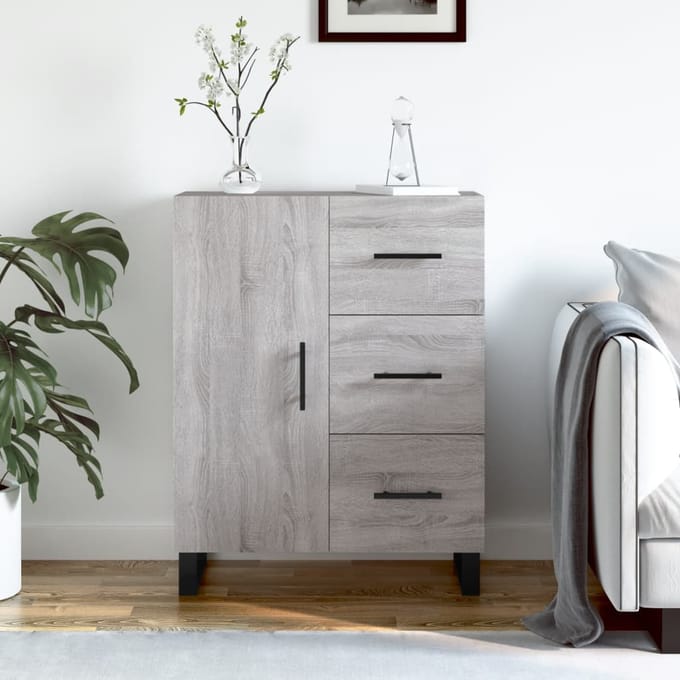 vidaXL - Dressoir - 69,5x34x90 - cm - bewerkt - hout - grijs - sonoma - eikenkleurig